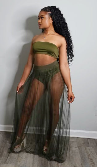 Stacy 3 Piece Skirt Set-Green